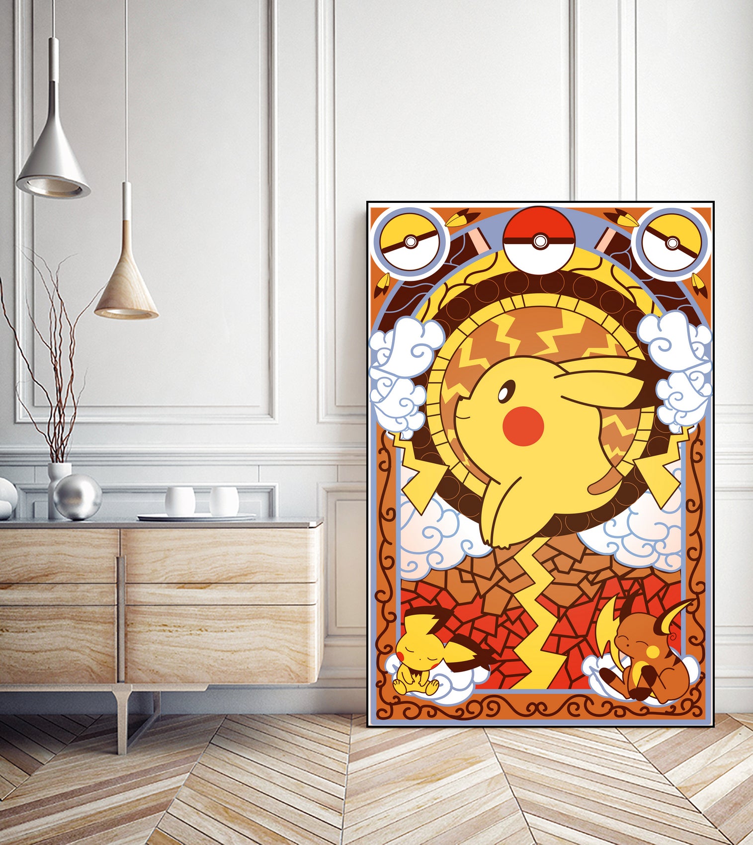 Stained Glass Pikachu by Erin Fitzgerald on GIANT ART - yellow digital drawing