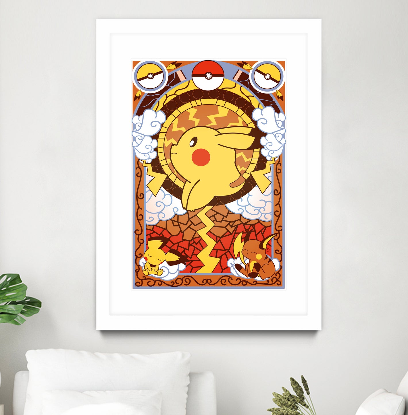 Stained Glass Pikachu by Erin Fitzgerald on GIANT ART - yellow digital drawing