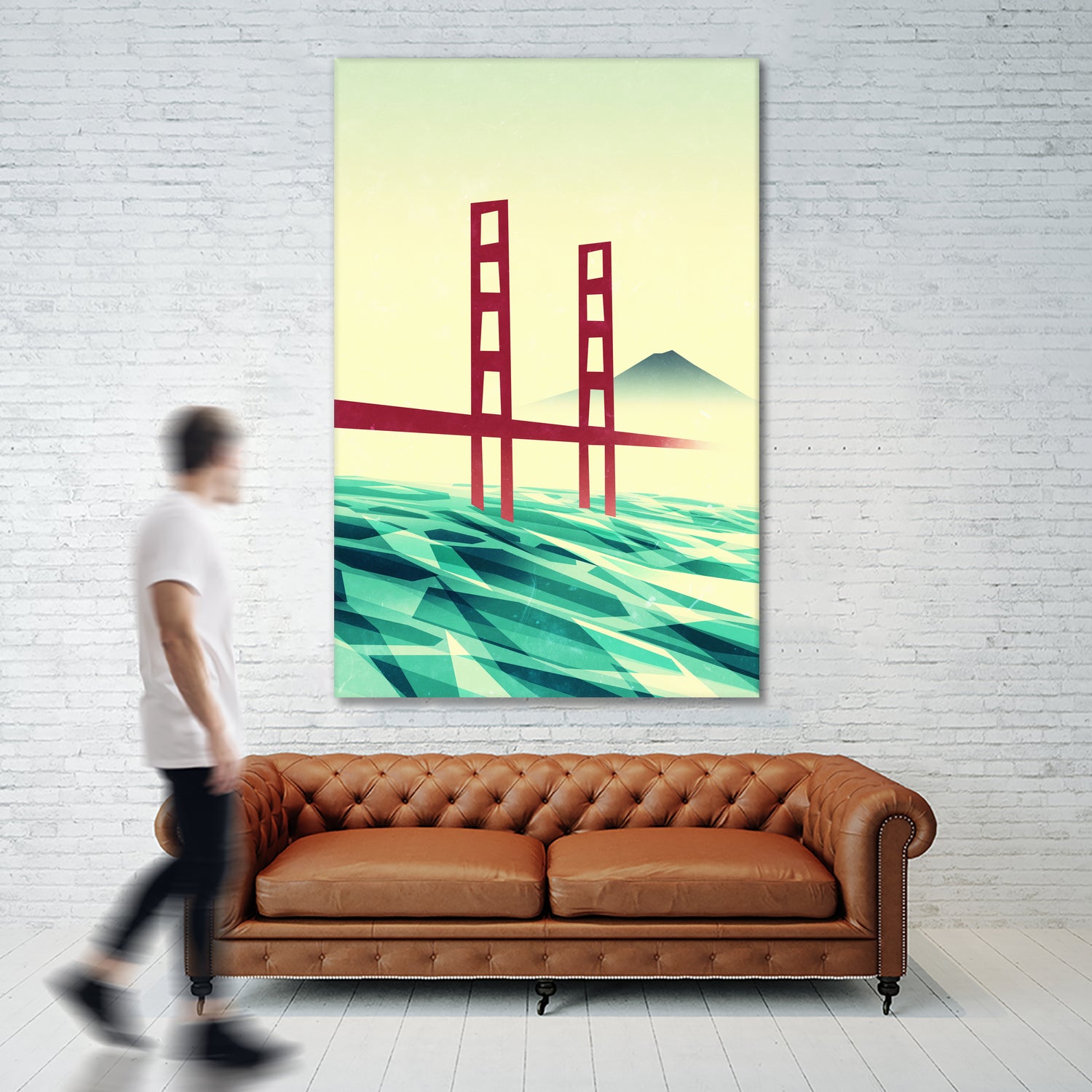 Misty day at The Golden Gate by Sjoerd Piepenbrink on GIANT ART - red vector illustration