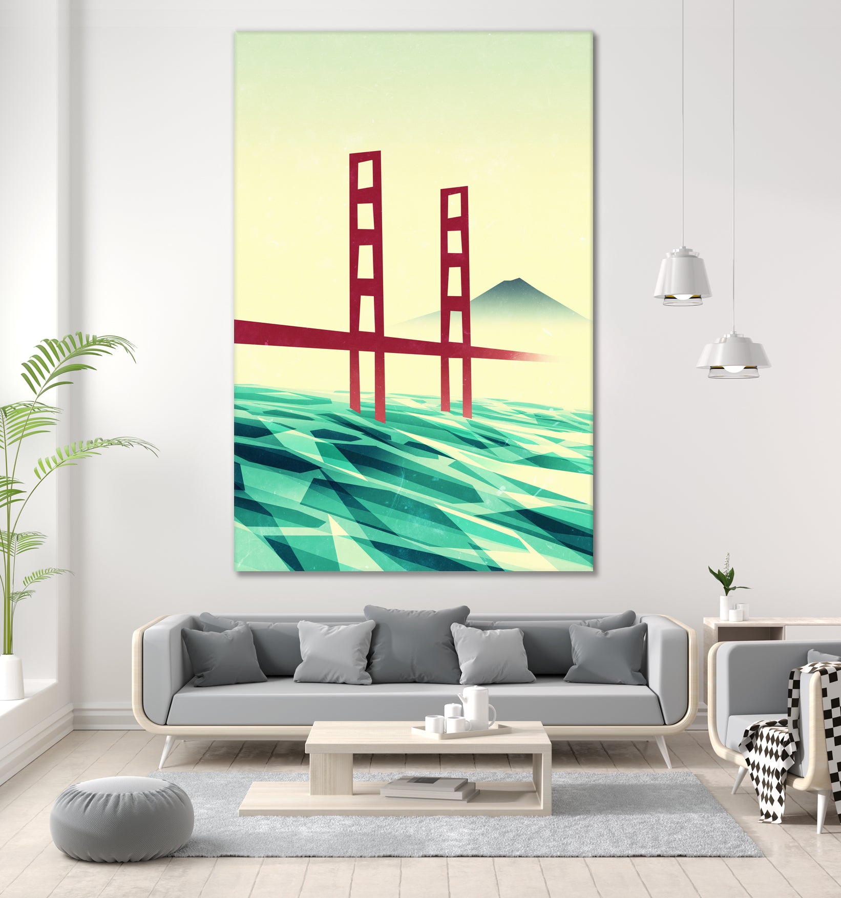 Misty day at The Golden Gate by Sjoerd Piepenbrink on GIANT ART - red vector illustration