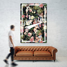 Floral and Pin Up Girls Pattern by burcu korkmazyurek on GIANT ART - black digital painting