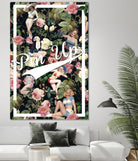 Floral and Pin Up Girls Pattern by burcu korkmazyurek on GIANT ART - black digital painting