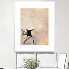 Banksy's Love is in the Air by Jose Bueras on GIANT ART - yellow digital drawing