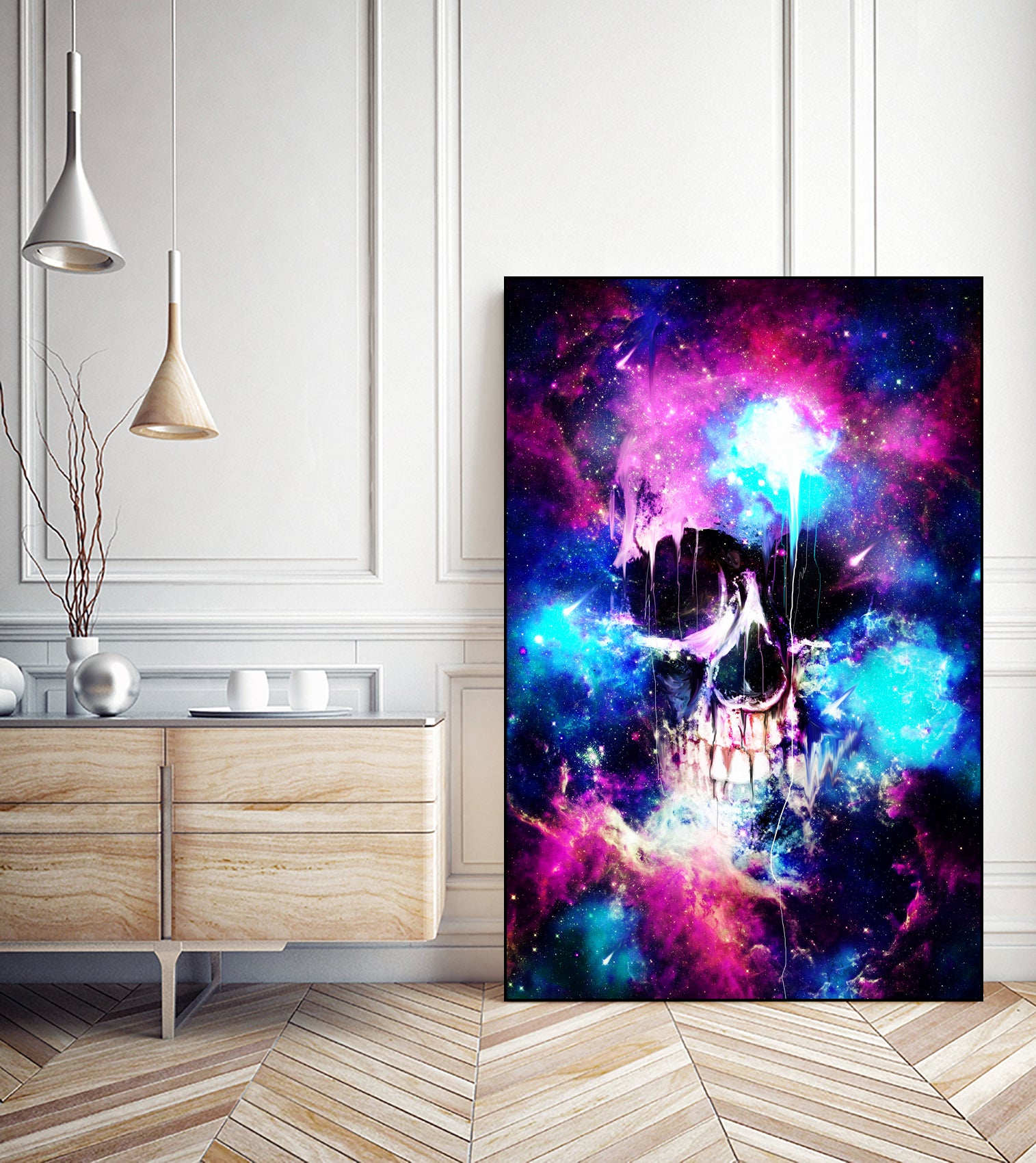 Space Skull by Francis Mi Oza on GIANT ART - blue mixed media