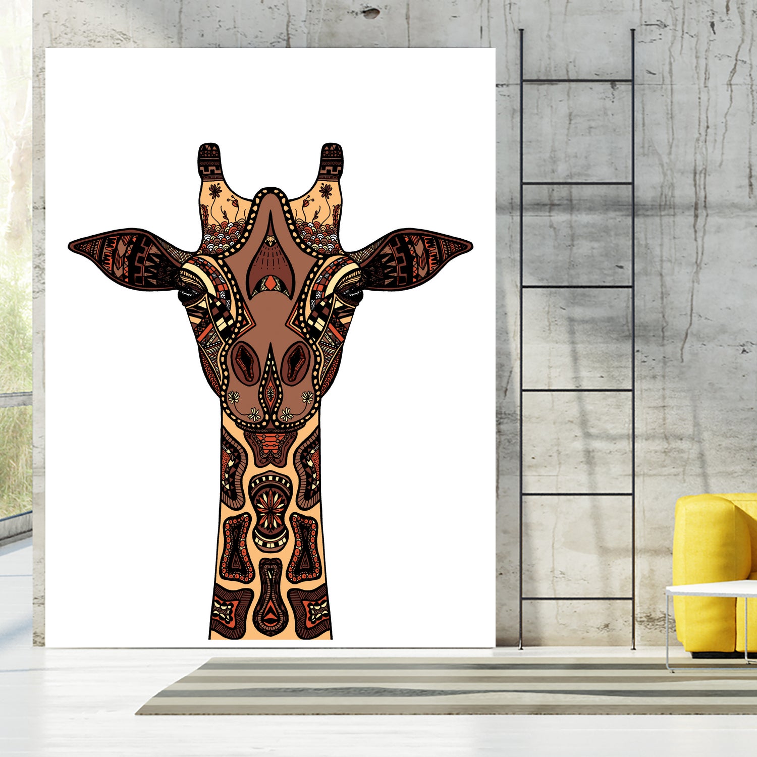 Coloured Giraffe Illustration/Drawing by Naomi Davies on GIANT ART - black digital drawing