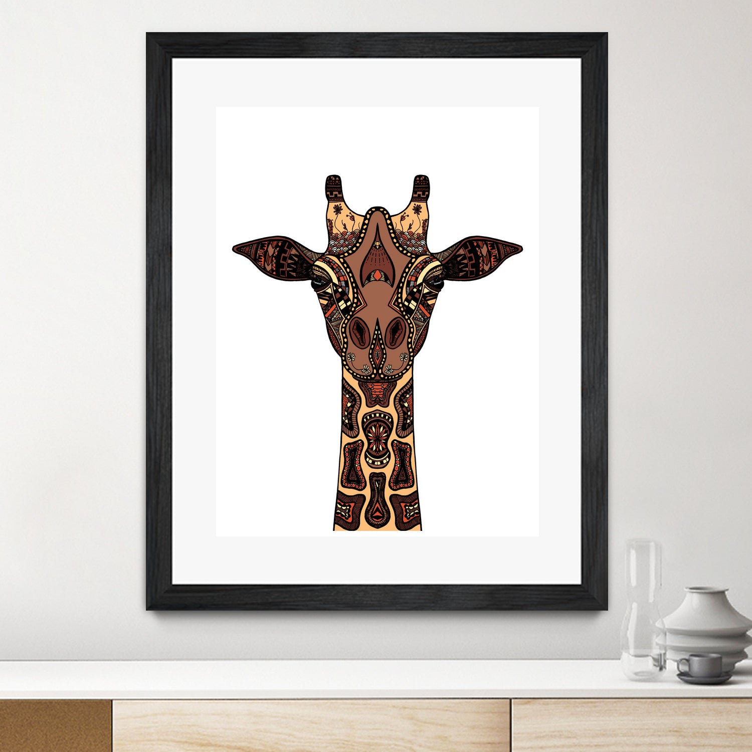 Coloured Giraffe Illustration/Drawing by Naomi Davies on GIANT ART - black digital drawing