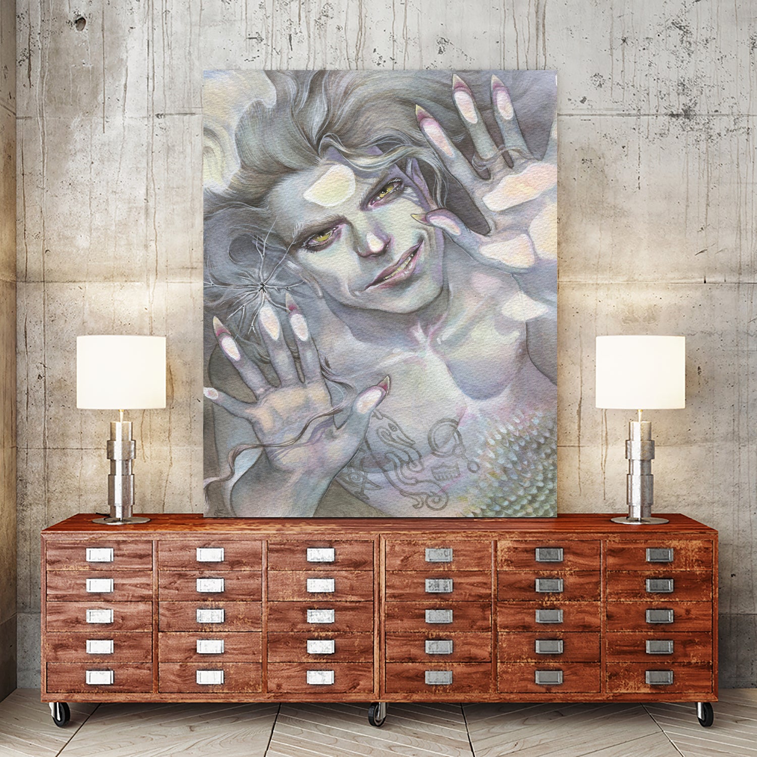 Merman of Orkney by Roisin Kelly on GIANT ART - blue character design