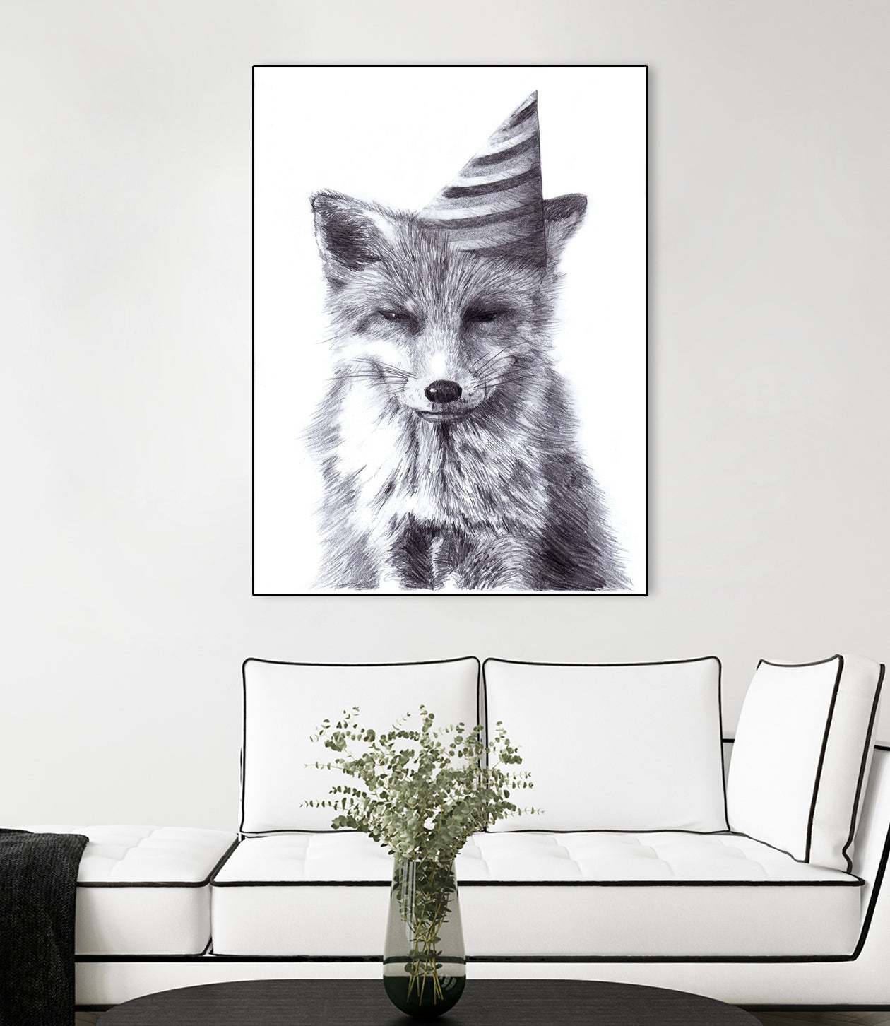 Party Fox by Kareena Harris on GIANT ART - black mixed media