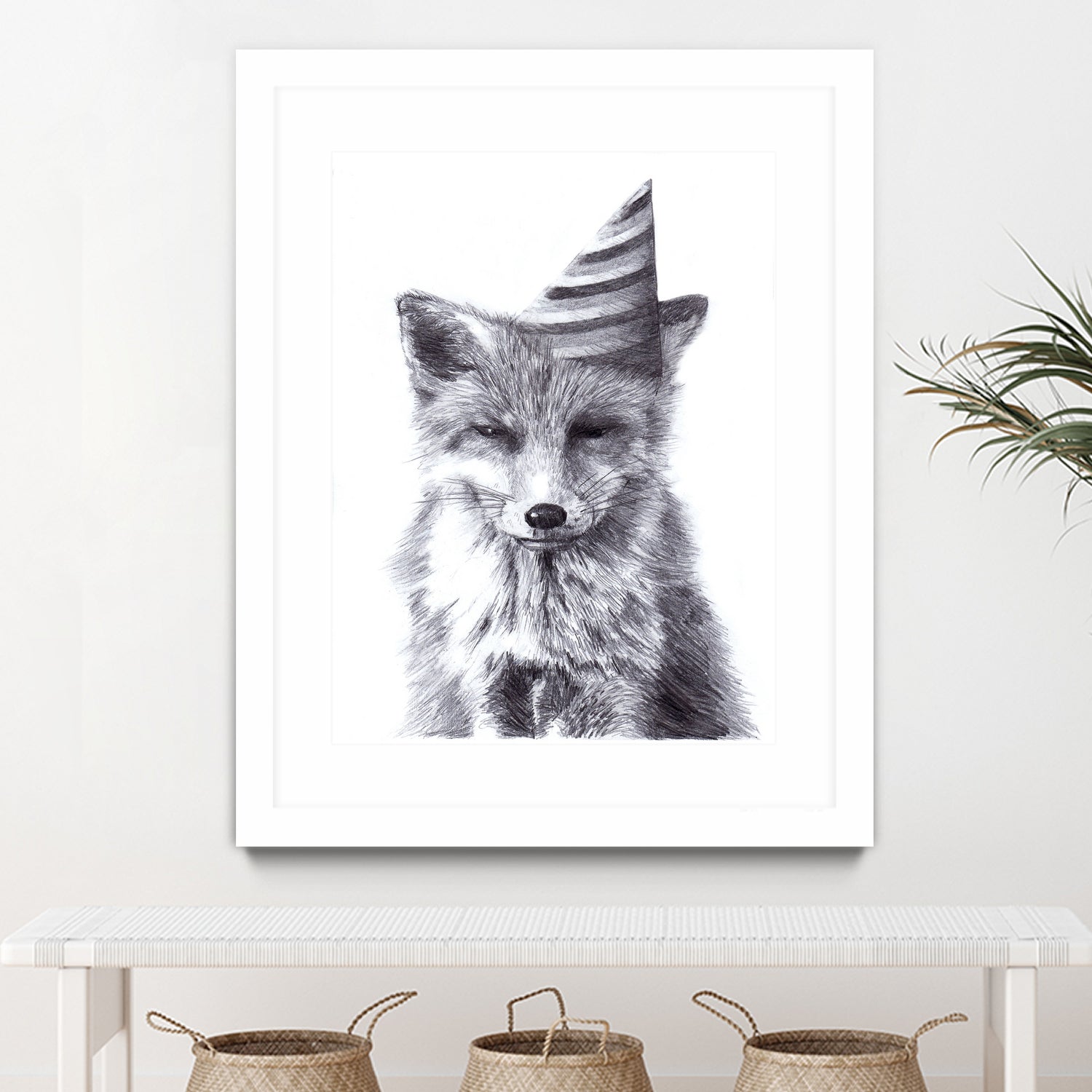 Party Fox by Kareena Harris on GIANT ART - black mixed media