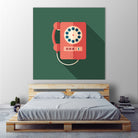 Vintage Red Telephone by Yury Velikanov on GIANT ART - white vector illustration