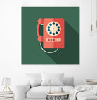 Vintage Red Telephone by Yury Velikanov on GIANT ART - white vector illustration