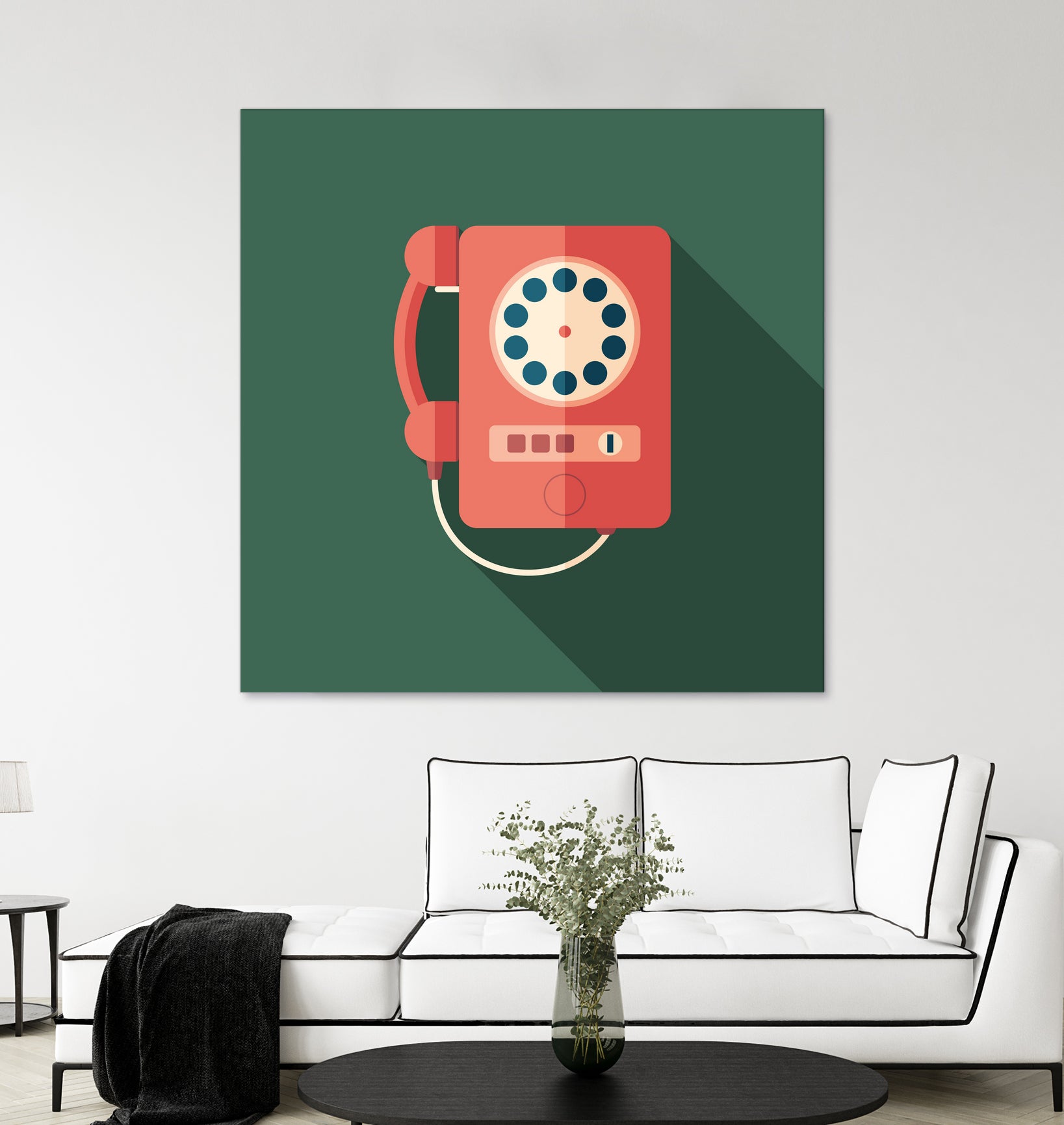 Vintage Red Telephone by Yury Velikanov on GIANT ART - white vector illustration