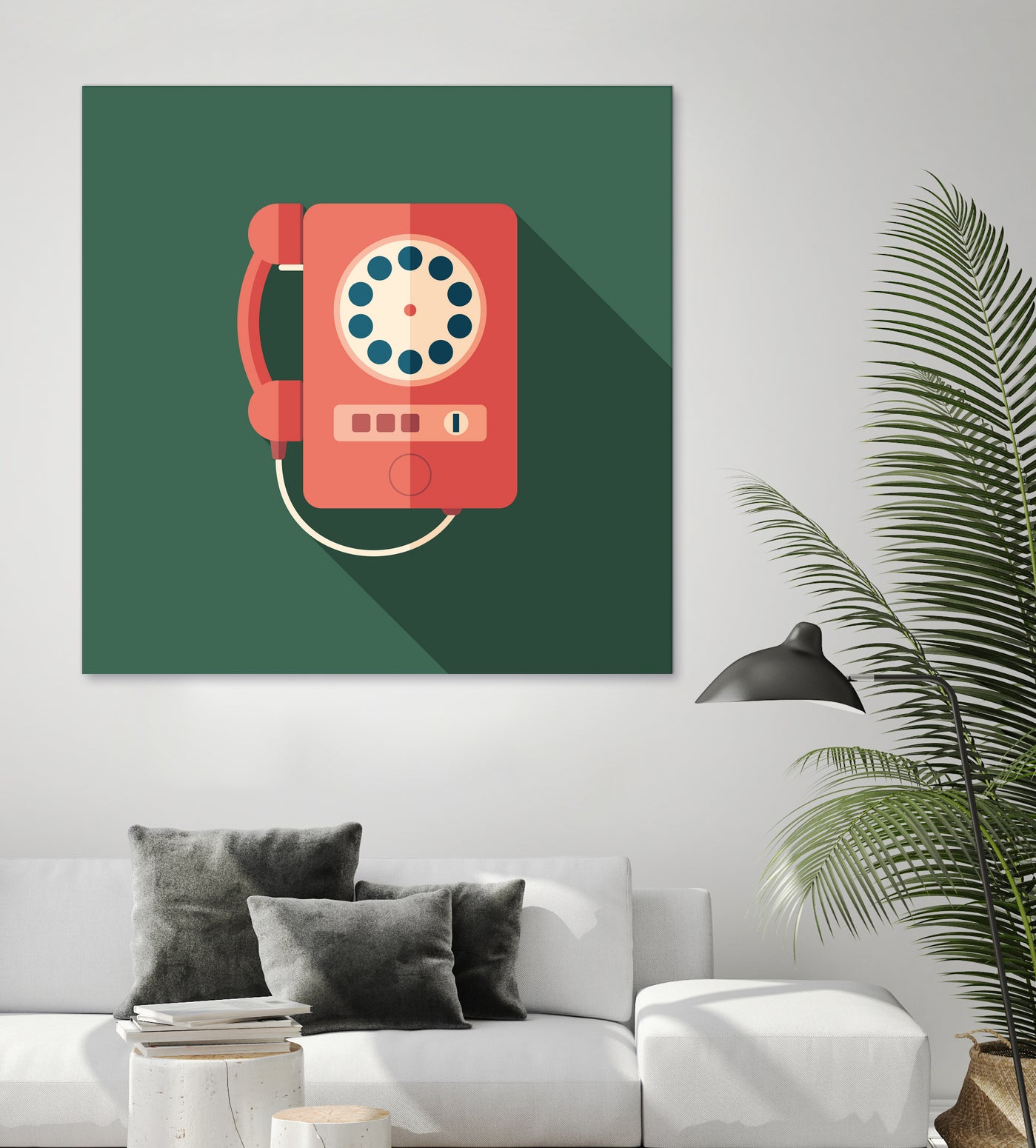 Vintage Red Telephone by Yury Velikanov on GIANT ART - white vector illustration