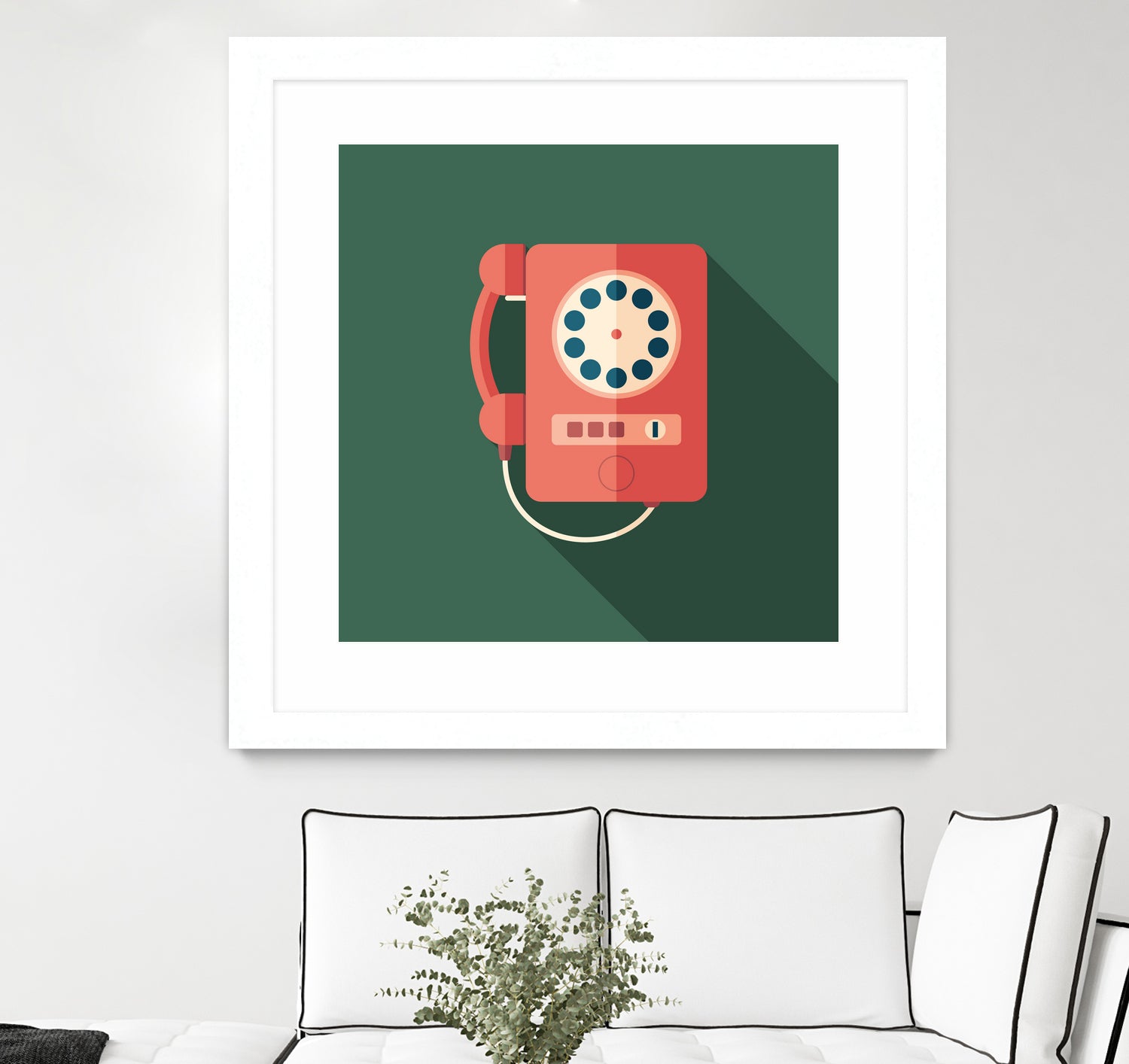 Vintage Red Telephone by Yury Velikanov on GIANT ART - white vector illustration