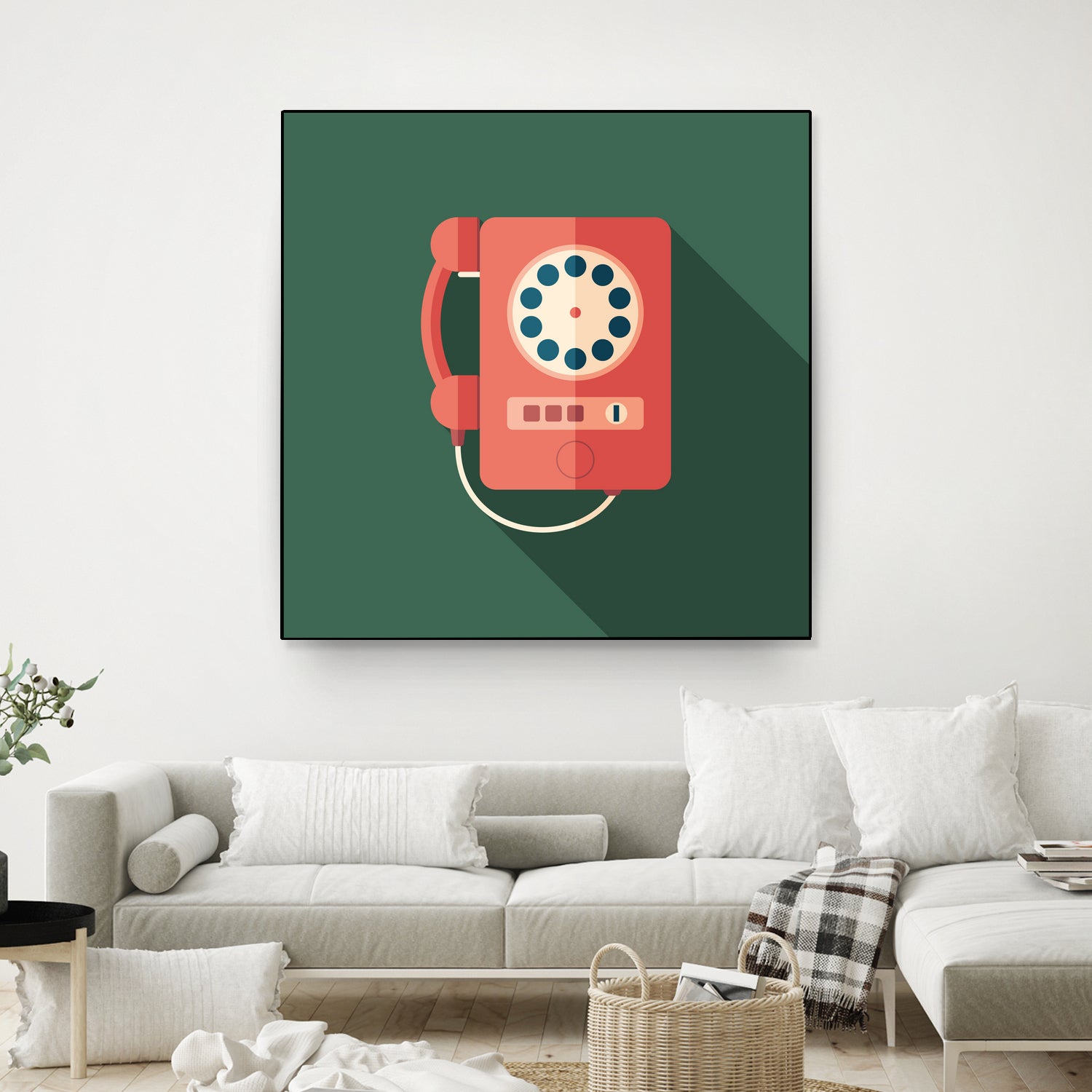 Vintage Red Telephone by Yury Velikanov on GIANT ART - white vector illustration