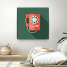 Vintage Red Telephone by Yury Velikanov on GIANT ART - white vector illustration