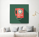 Vintage Red Telephone by Yury Velikanov on GIANT ART - white vector illustration