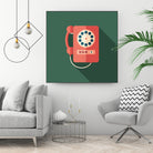 Vintage Red Telephone by Yury Velikanov on GIANT ART - white vector illustration