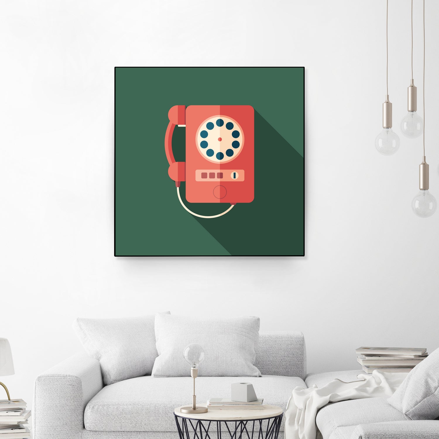 Vintage Red Telephone by Yury Velikanov on GIANT ART - white vector illustration