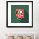 Vintage Red Telephone by Yury Velikanov on GIANT ART - white vector illustration