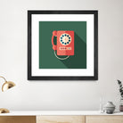 Vintage Red Telephone by Yury Velikanov on GIANT ART - white vector illustration