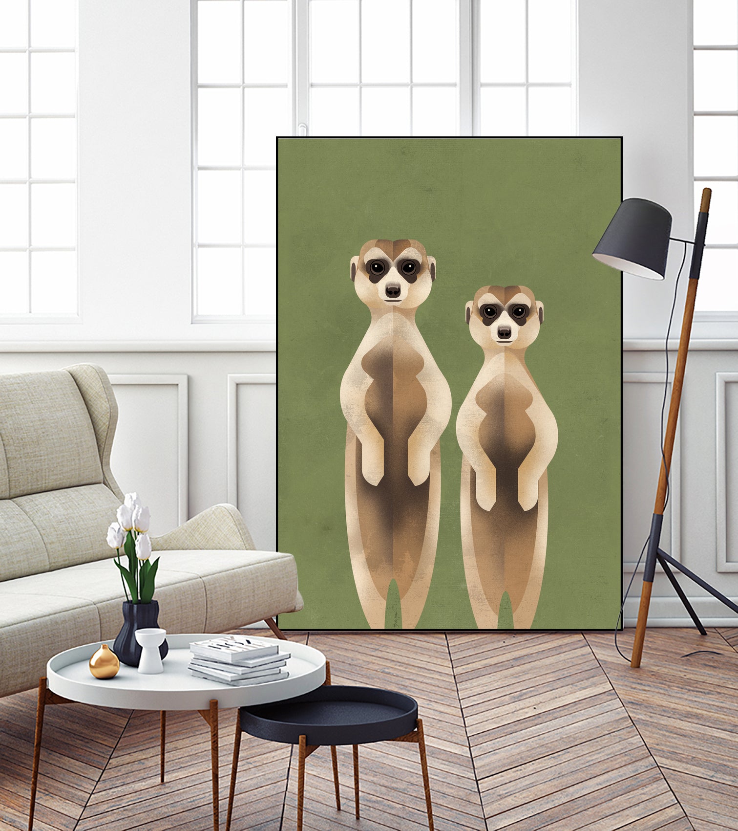 Meerkats by Dieter Braun on GIANT ART - green digital painting