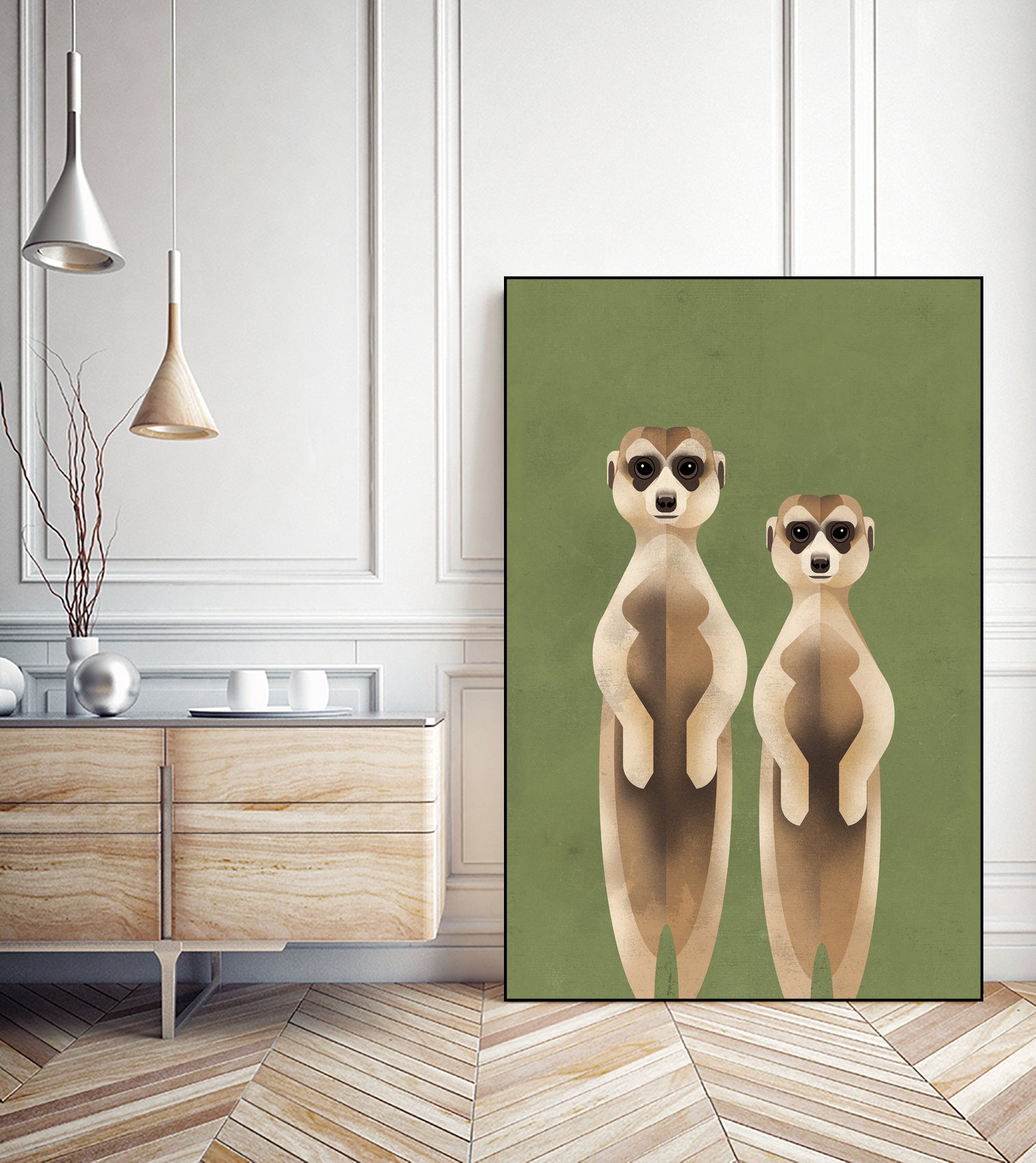 Meerkats by Dieter Braun on GIANT ART - green digital painting