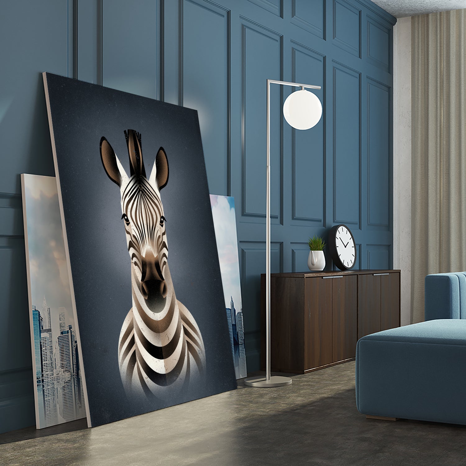 Zebra II by Dieter Braun on GIANT ART - blue digital painting