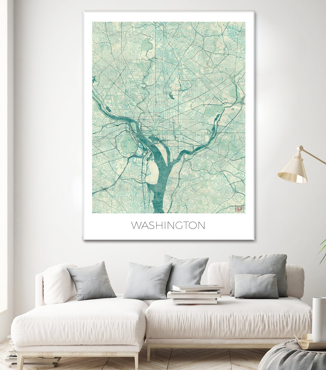 Washington Map Blue by Hubert Roguski on GIANT ART - blue digital painting