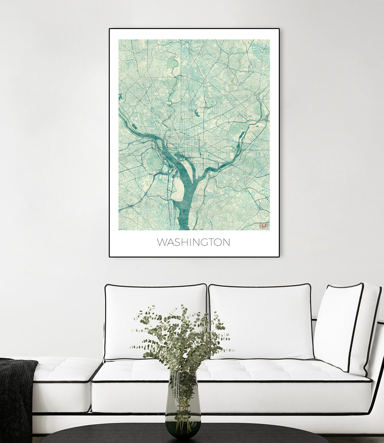 Washington Map Blue by Hubert Roguski on GIANT ART - blue digital painting