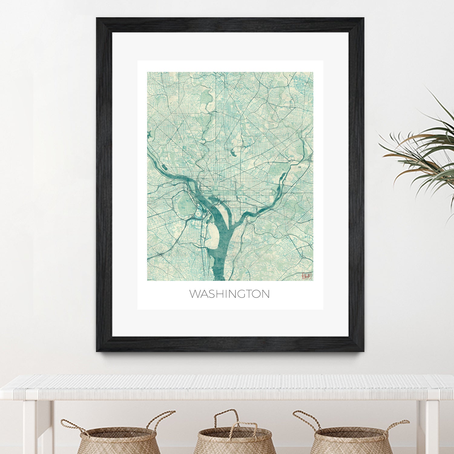 Washington Map Blue by Hubert Roguski on GIANT ART - blue digital painting