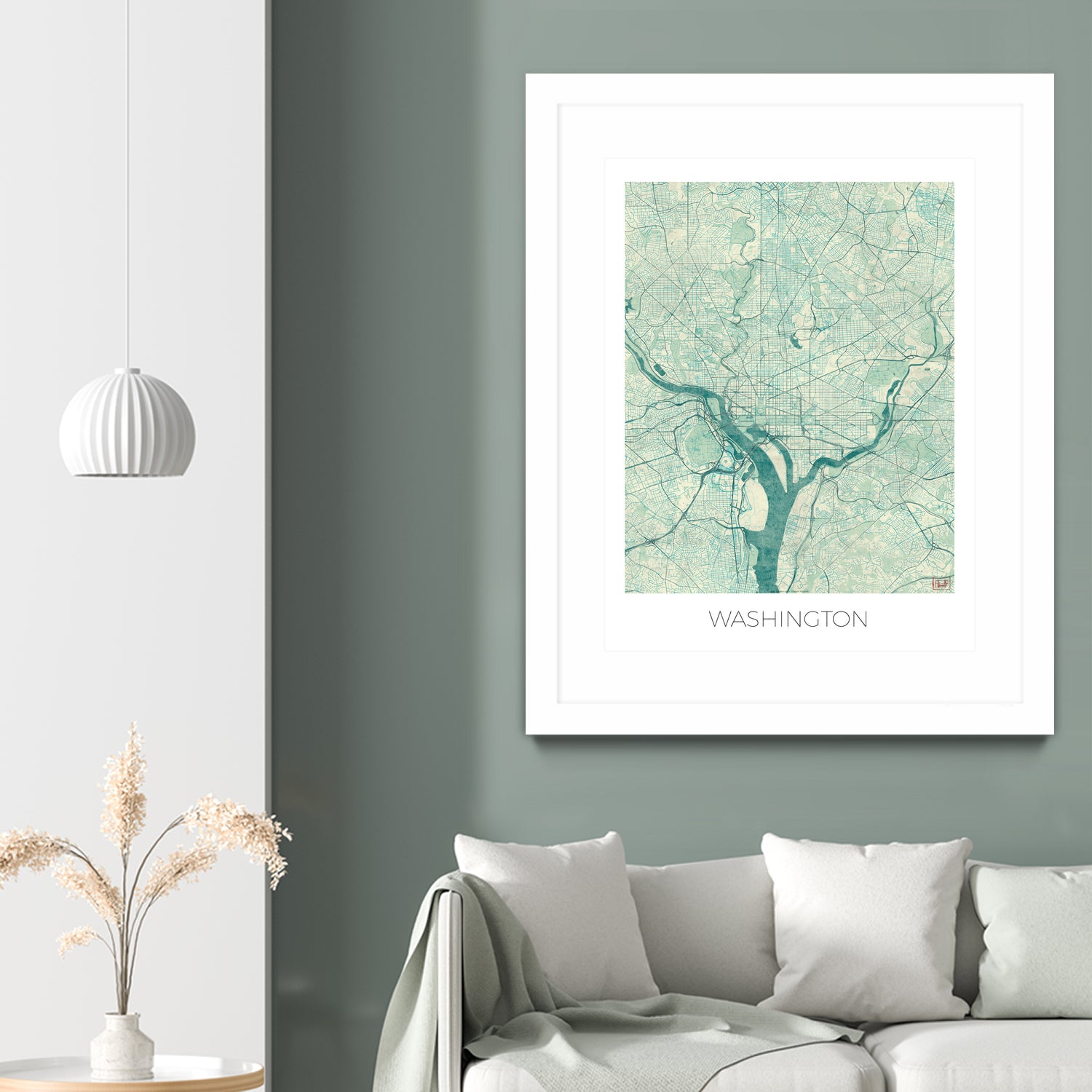 Washington Map Blue by Hubert Roguski on GIANT ART - blue digital painting