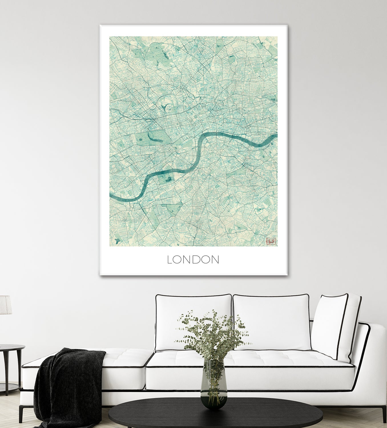 London Map Blue by Hubert Roguski on GIANT ART - blue digital painting