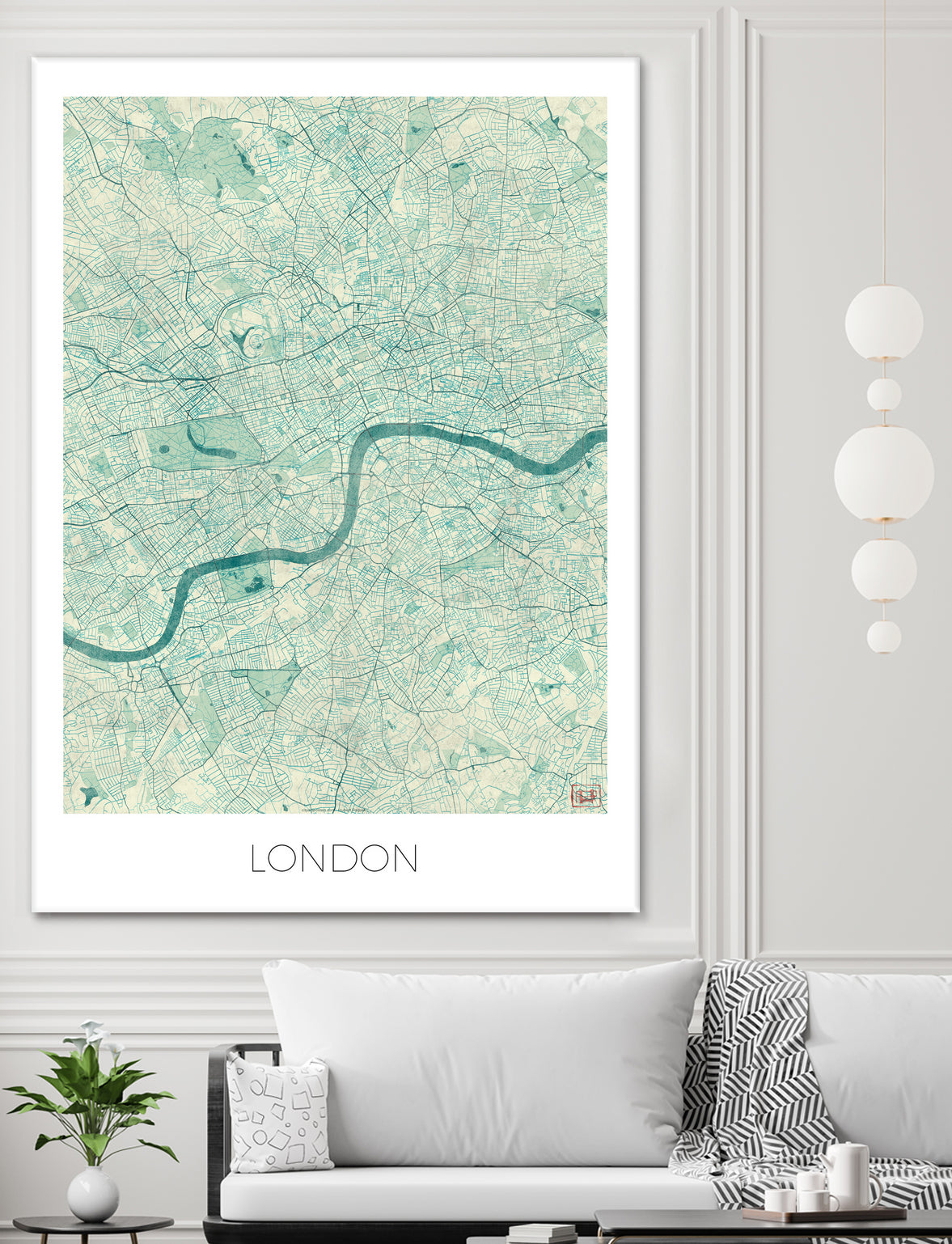 London Map Blue by Hubert Roguski on GIANT ART - blue digital painting