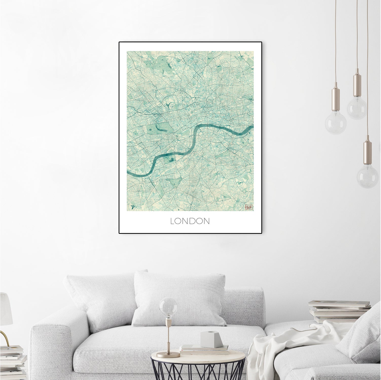 London Map Blue by Hubert Roguski on GIANT ART - blue digital painting