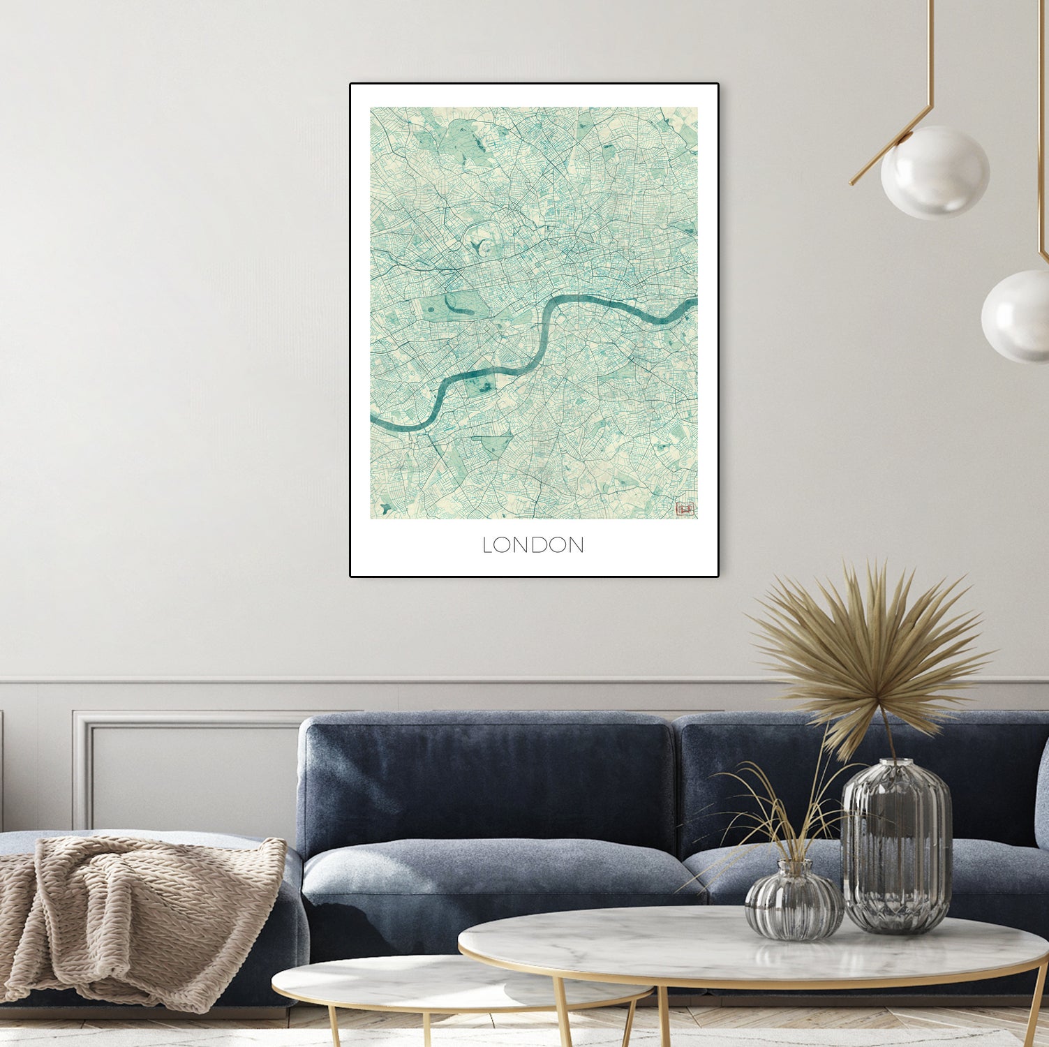 London Map Blue by Hubert Roguski on GIANT ART - blue digital painting