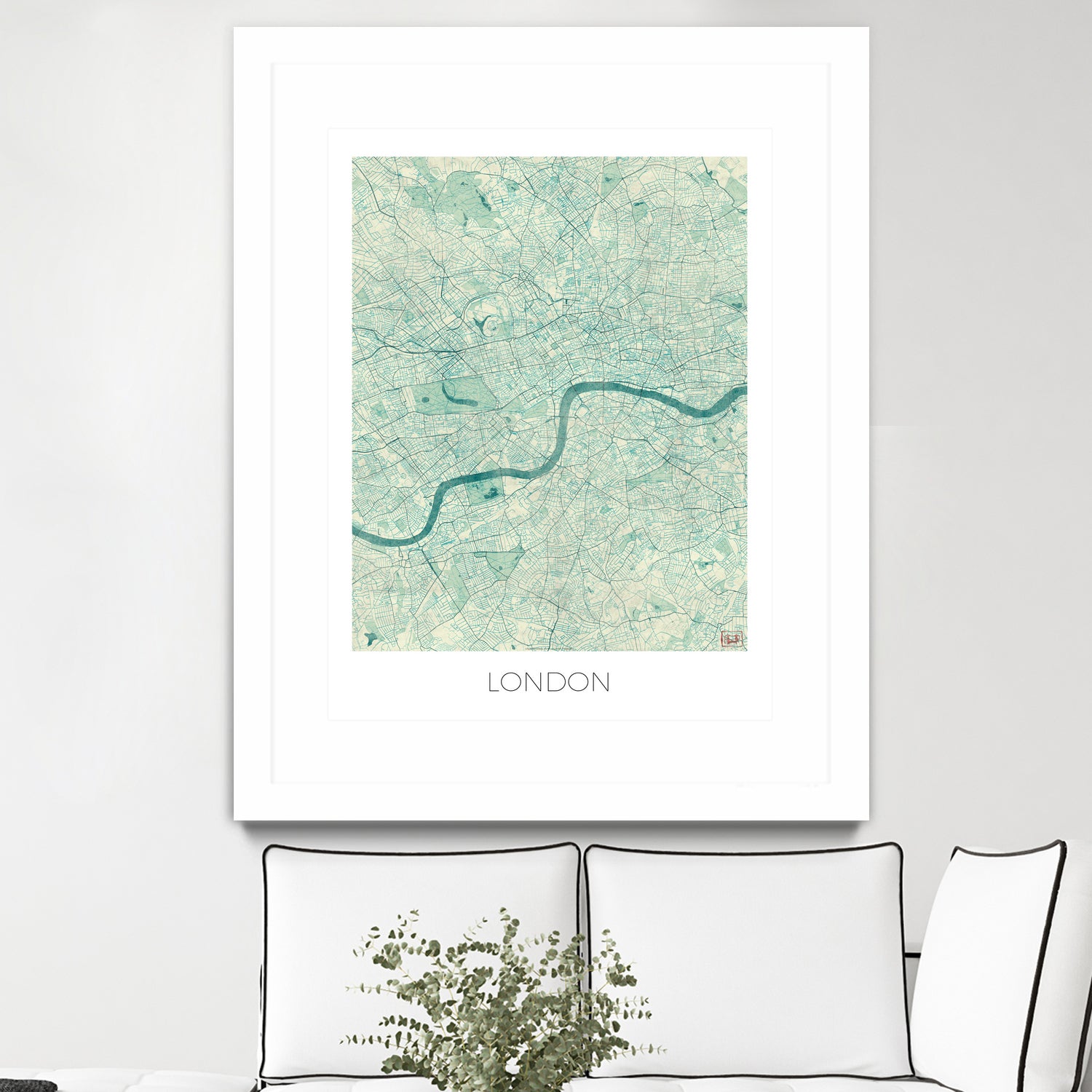 London Map Blue by Hubert Roguski on GIANT ART - blue digital painting