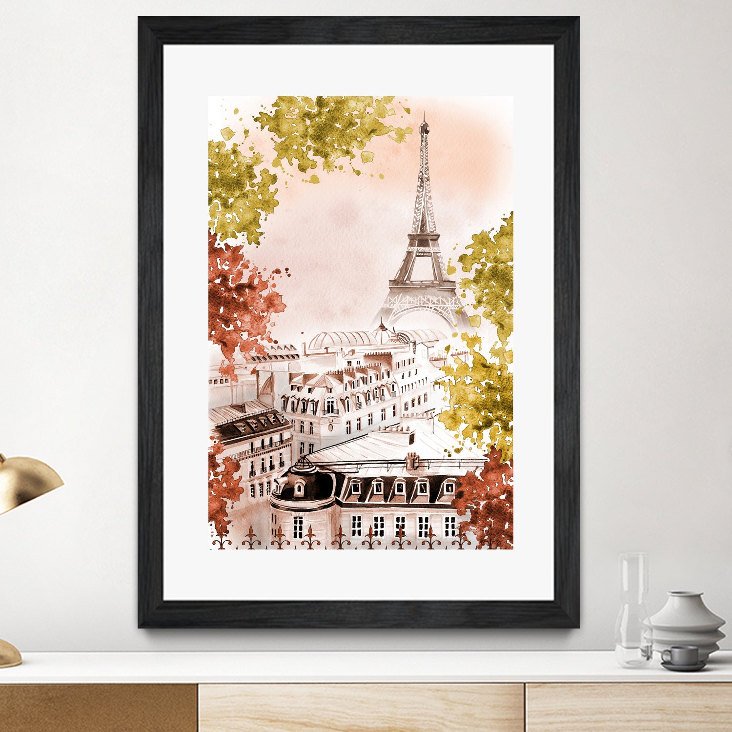 city Paris watercolor by Liliya KOVALENKO on GIANT ART - yellow photo illustration