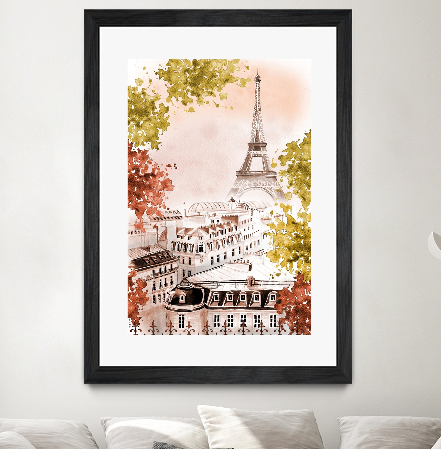 city Paris watercolor by Liliya KOVALENKO on GIANT ART - yellow photo illustration