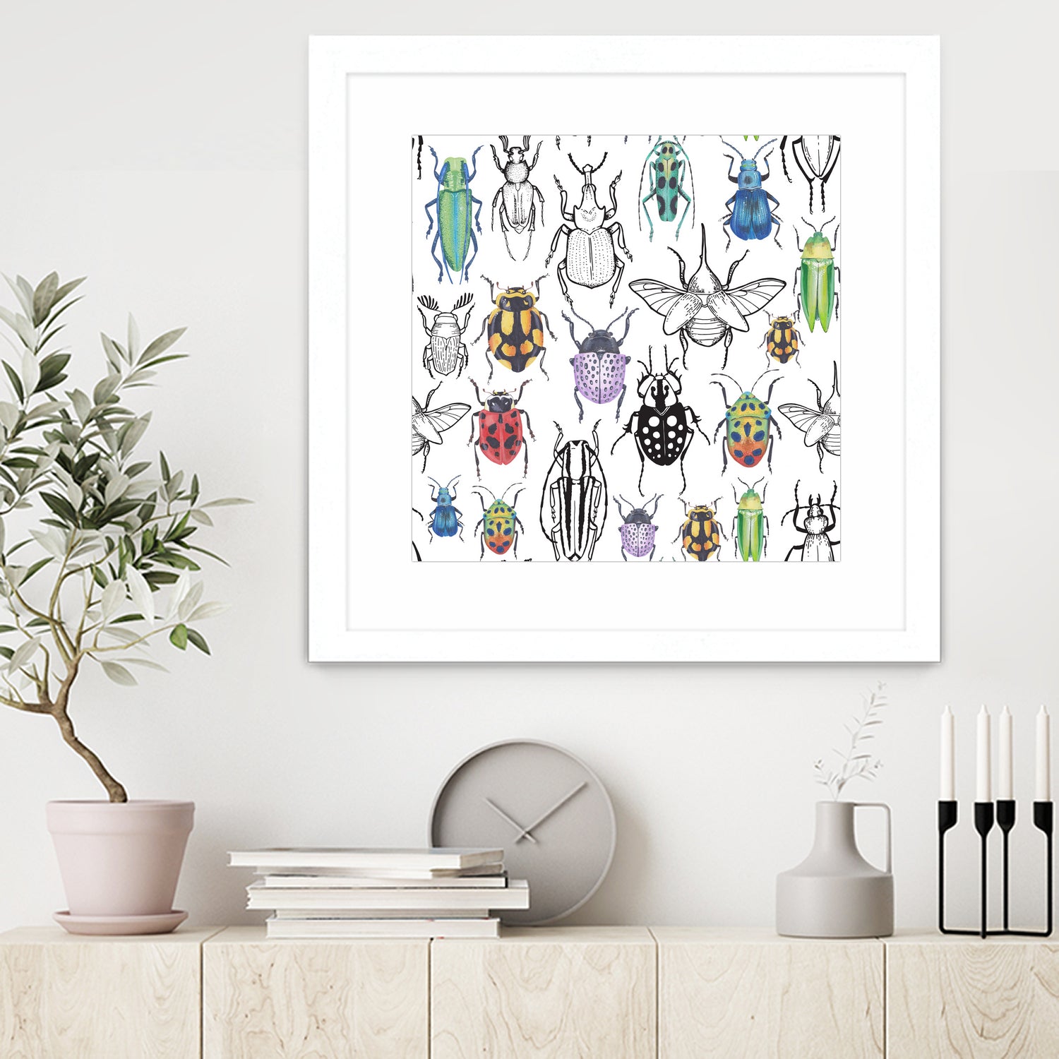 Colorful bugs by Maria Bakueva on GIANT ART - white mixed media