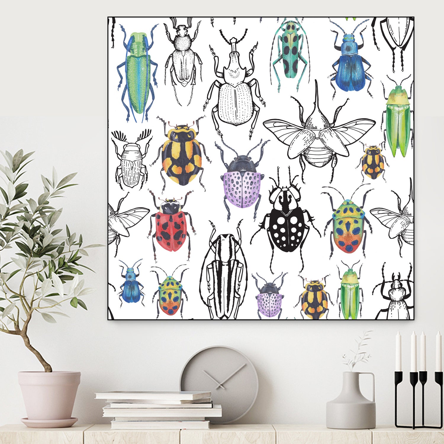 Colorful bugs by Maria Bakueva on GIANT ART - white mixed media