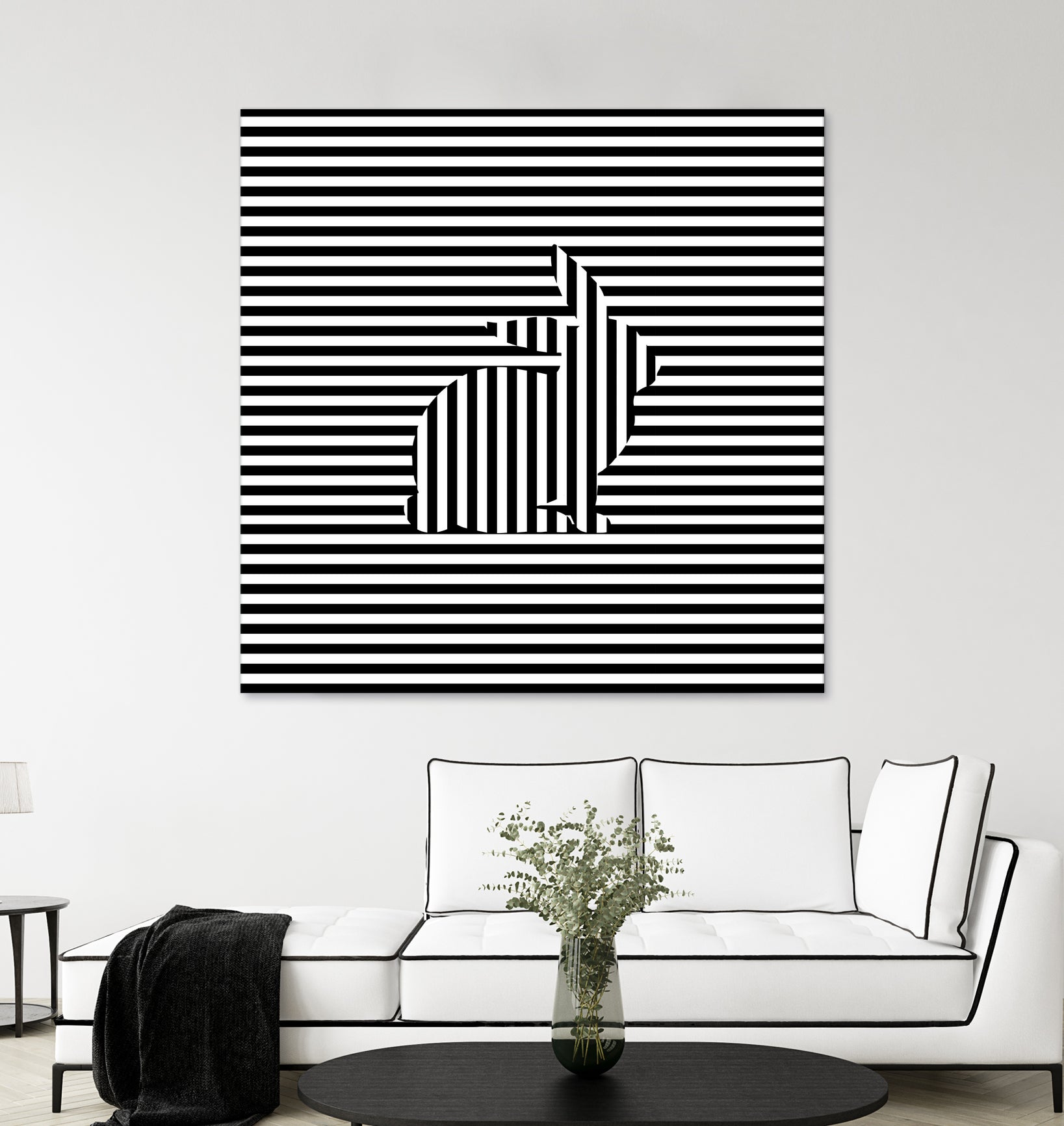 Rabbit on Stripes by Georgi Zhelyazkov on GIANT ART - black digital drawing