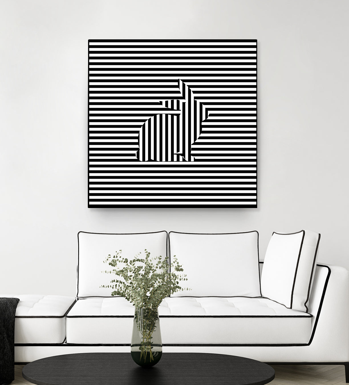 Rabbit on Stripes by Georgi Zhelyazkov on GIANT ART - black digital drawing