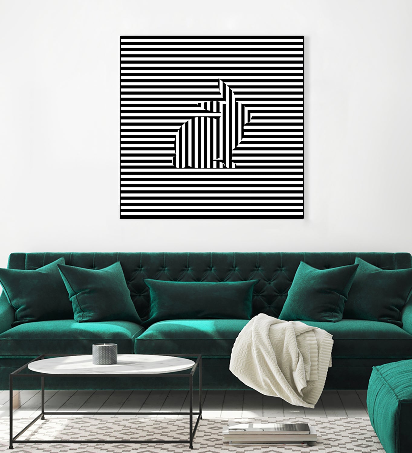 Rabbit on Stripes by Georgi Zhelyazkov on GIANT ART - black digital drawing