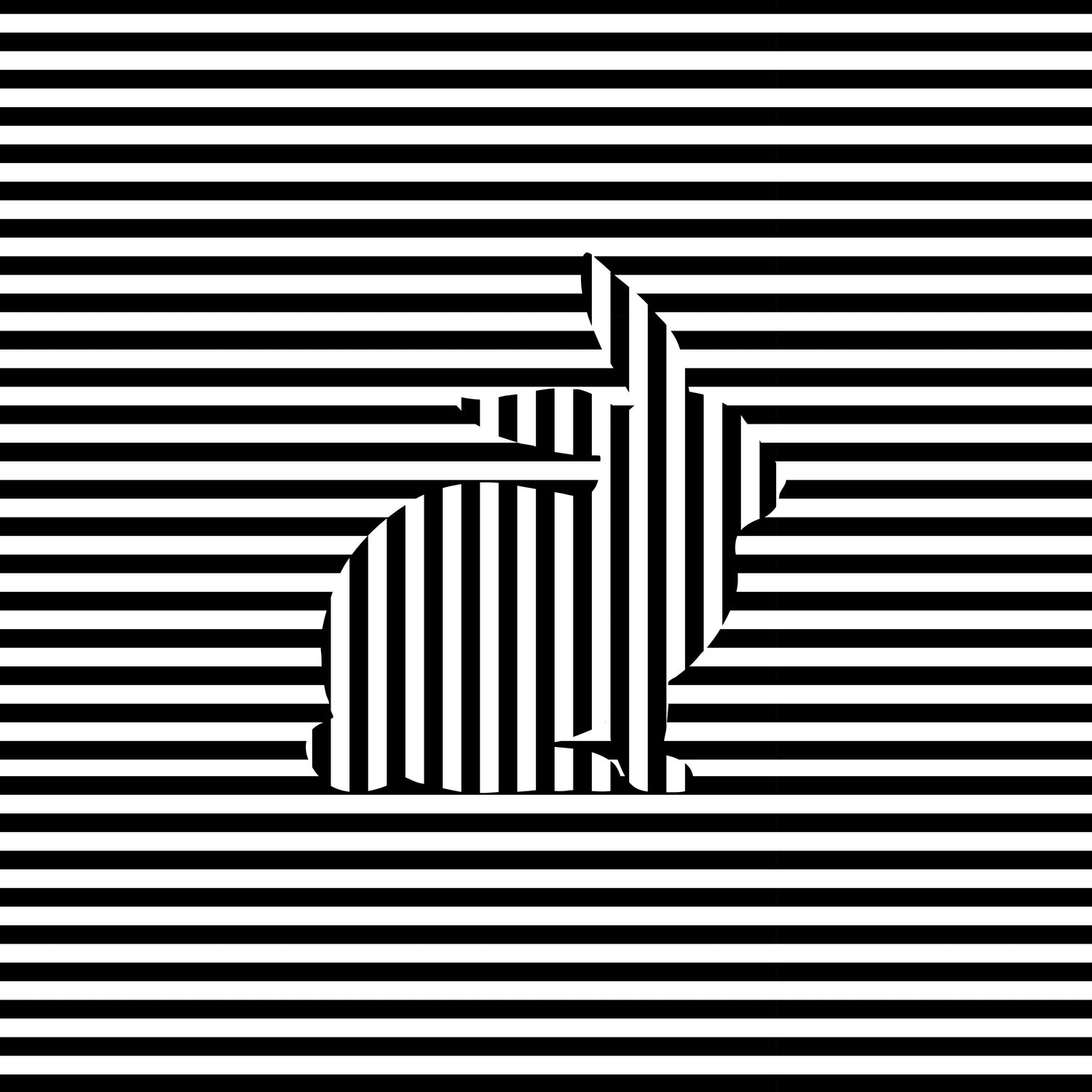 Rabbit on Stripes by Georgi Zhelyazkov on GIANT ART - black digital drawing