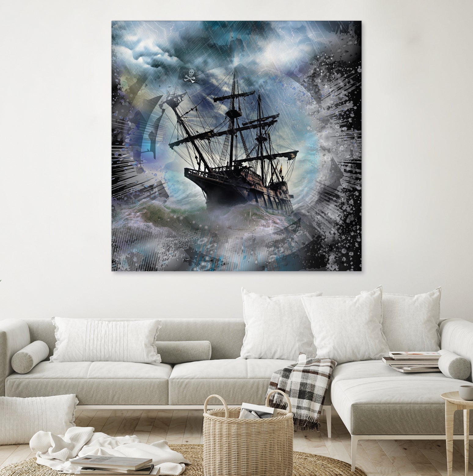 Pirate Ship Rough Storm by Clifford Miller on GIANT ART - gray 3d art