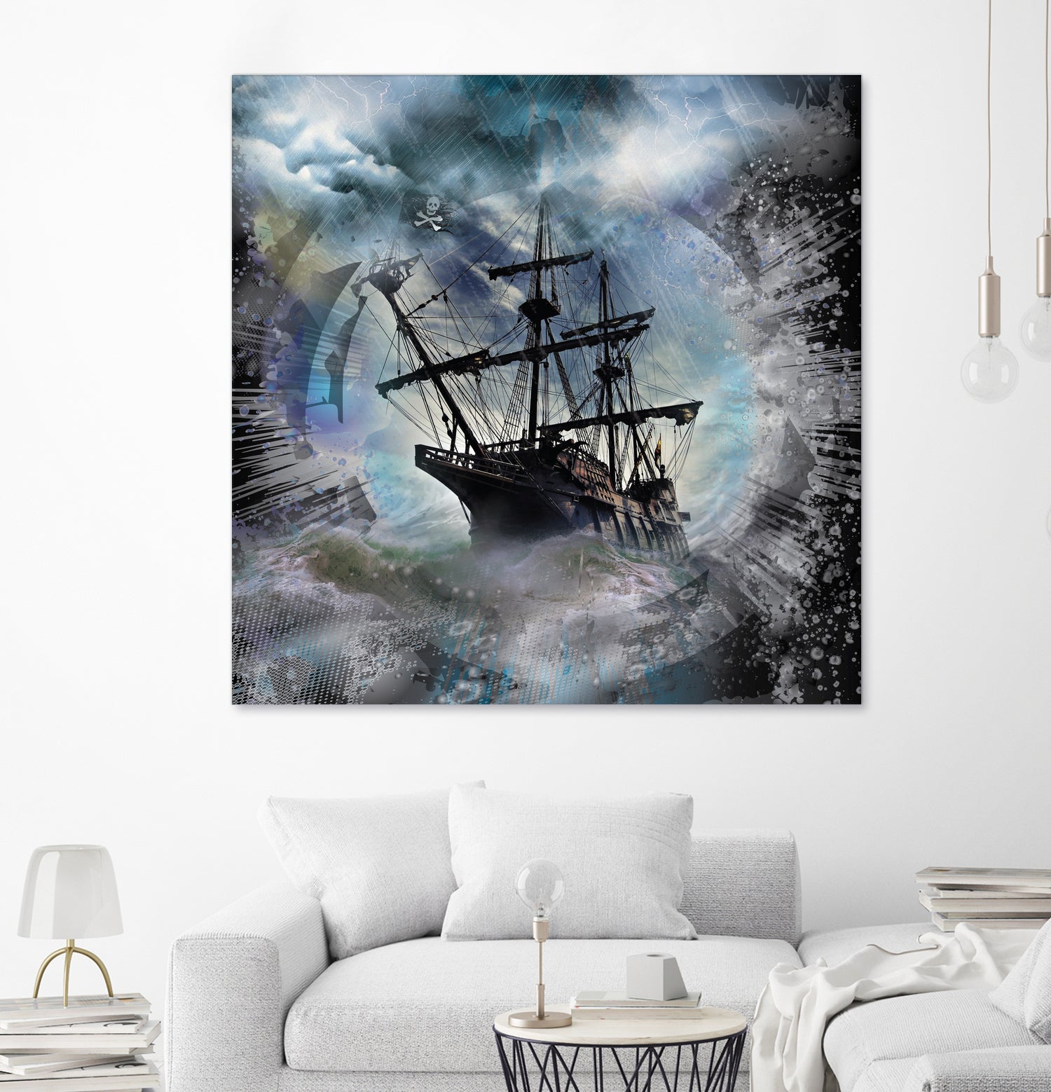 Pirate Ship Rough Storm by Clifford Miller on GIANT ART - gray 3d art