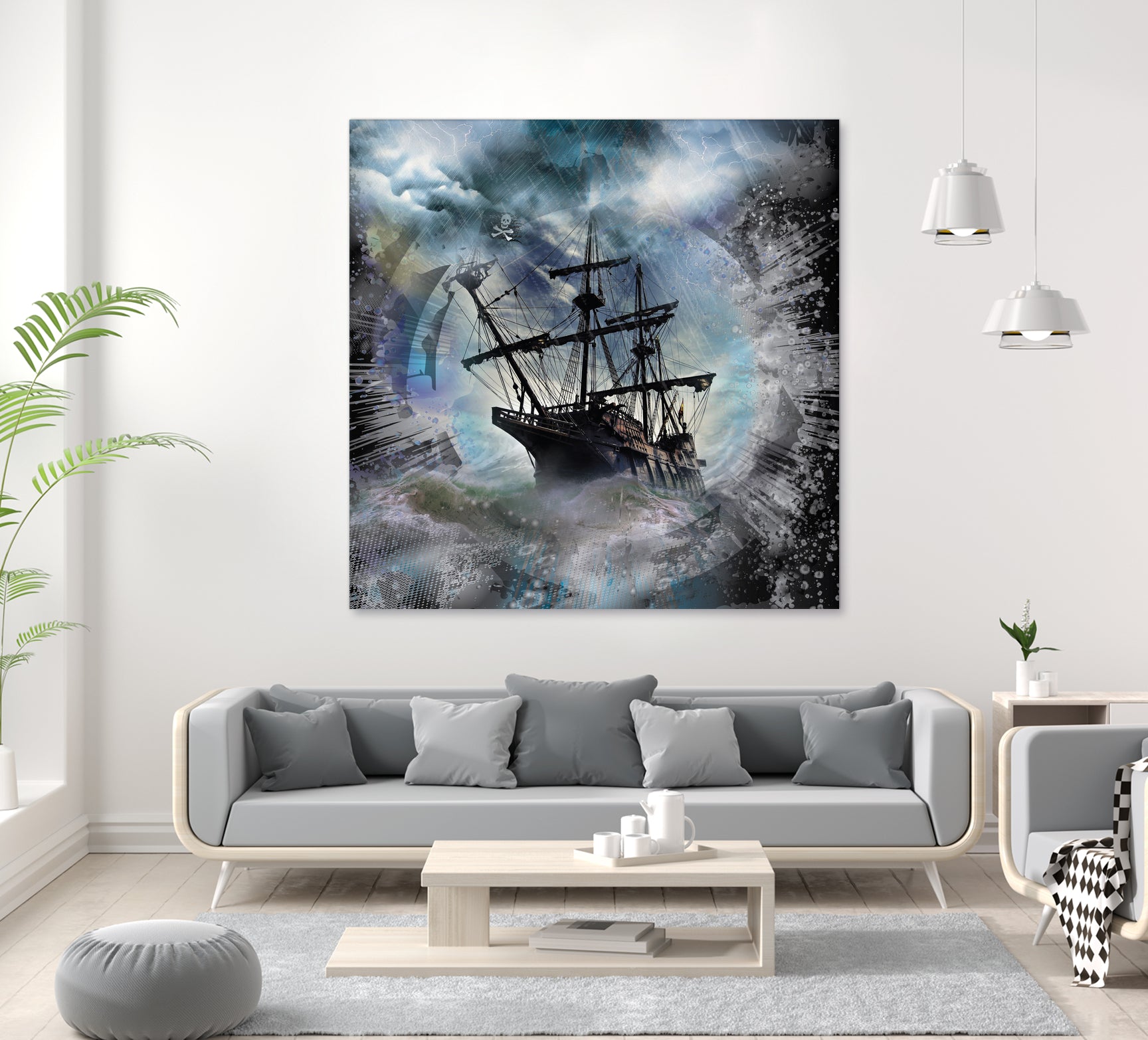 Pirate Ship Rough Storm by Clifford Miller on GIANT ART - gray 3d art