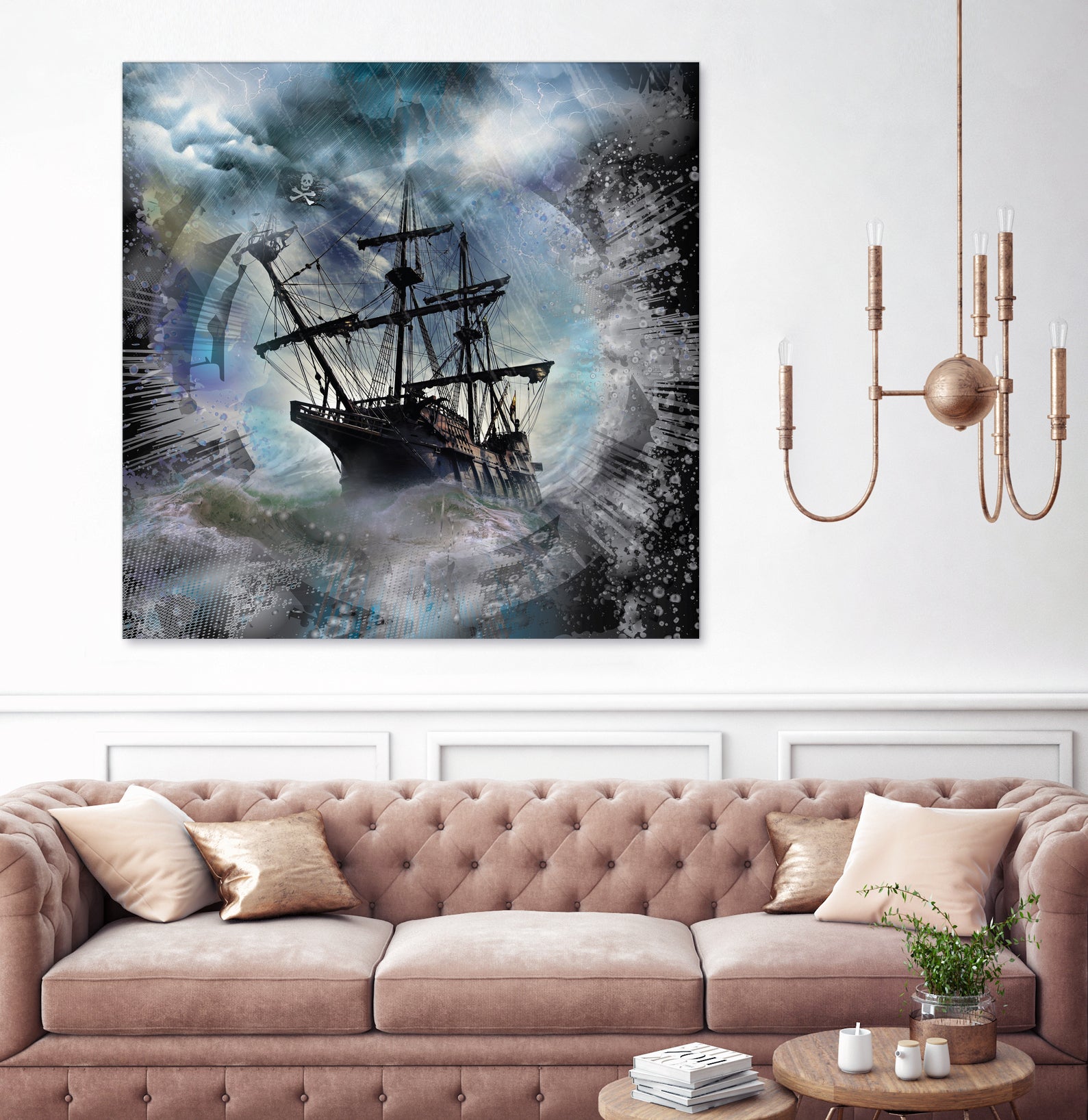 Pirate Ship Rough Storm by Clifford Miller on GIANT ART - gray 3d art