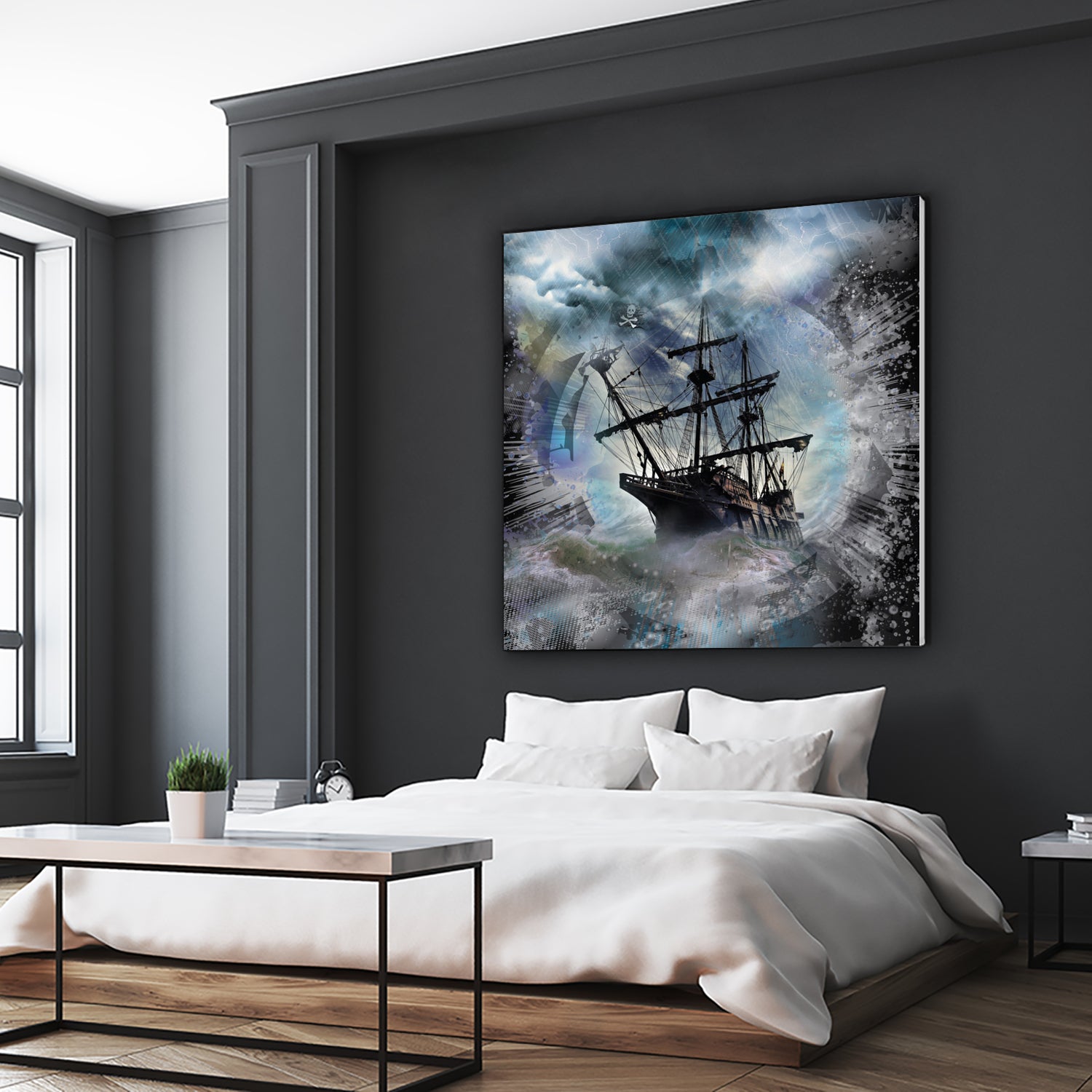 Pirate Ship Rough Storm by Clifford Miller on GIANT ART - gray 3d art